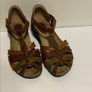 Earth Origins Brown and Olive Strappy Sandals